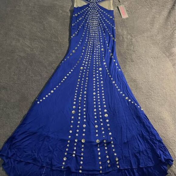 NEW Jovani Women’s Formal Royal Blue Rhinestone Embellished Maxi Dress - Picture 1 of 9